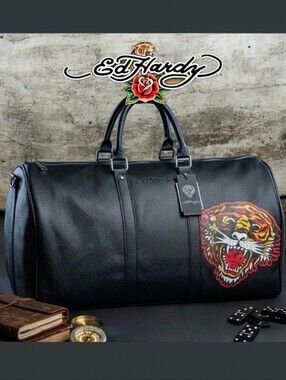 🐅 Ed Hardy Roaring Tiger Black Duffle Weekend Travel Bag